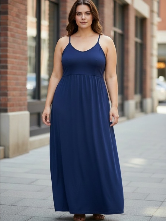 Market & Spruce Dresses & Skirts - Market & Spruce Navy Spaghetti-Strap Empire Waist Maxi Dress